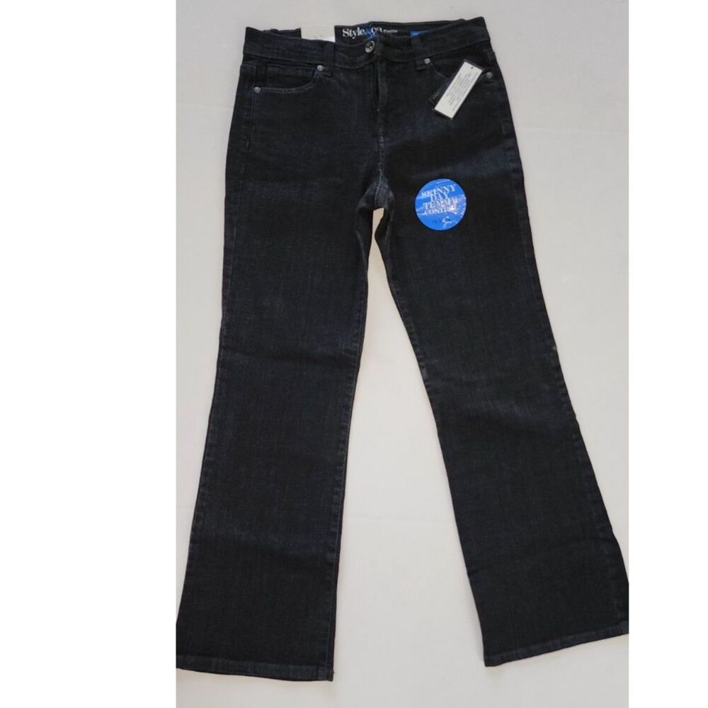 NWT Style & CO Tummy Control Black Boot Cut Tint Jeans Sz 8P - Picture 3 of 9
